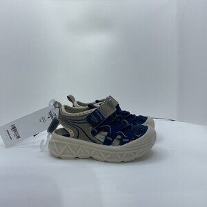Toddler OshKosh Bgosh Size 4 Navy & Gray Sandals With Velcro Strat